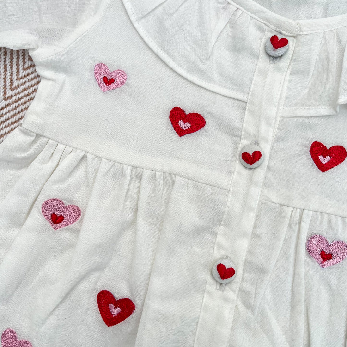 Organic Cotton Little Hearts Embroidered Frock