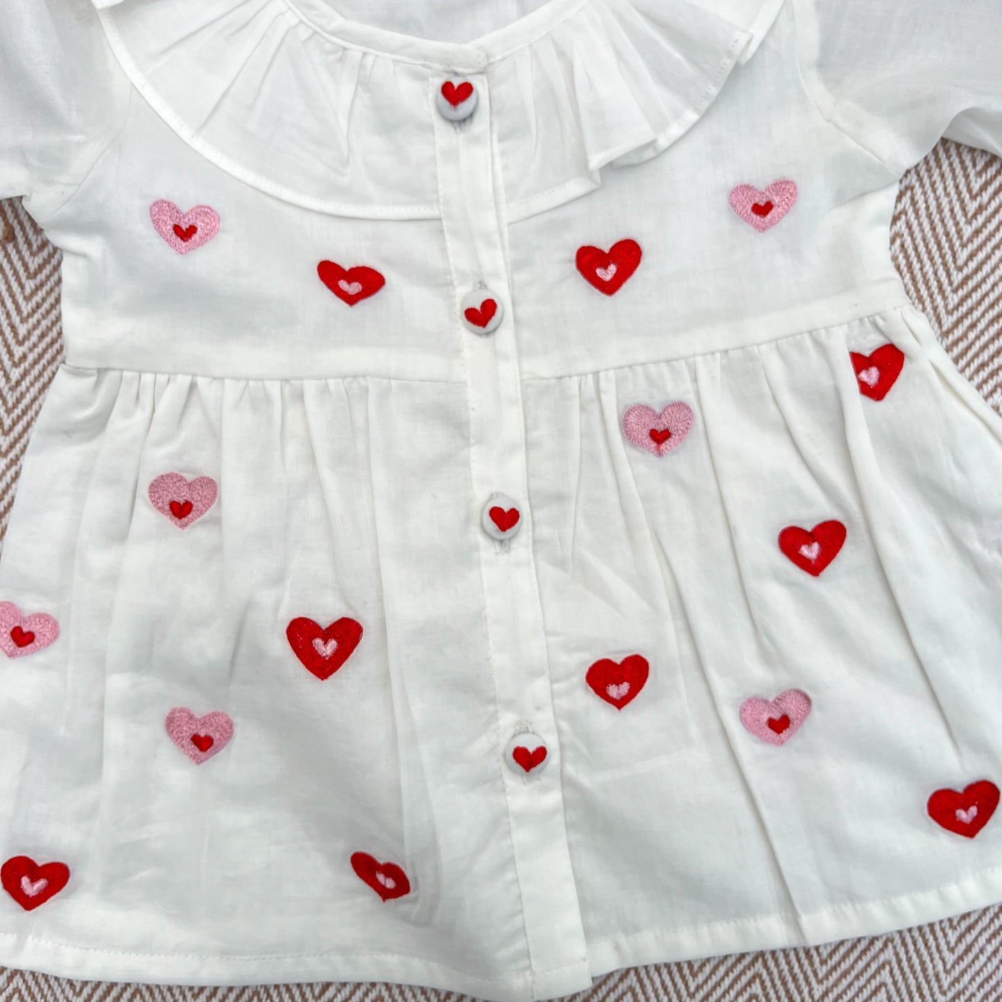 Organic Cotton Little Hearts Embroidered Frock