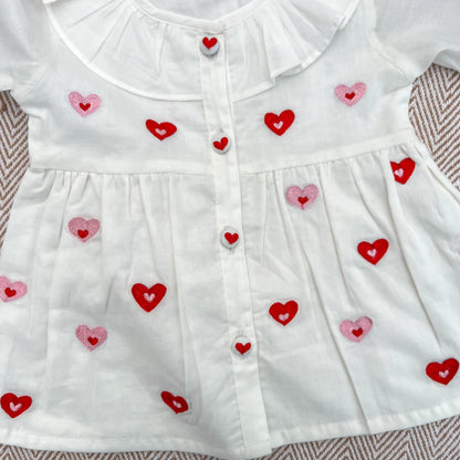 Organic Cotton Little Hearts Embroidered Frock