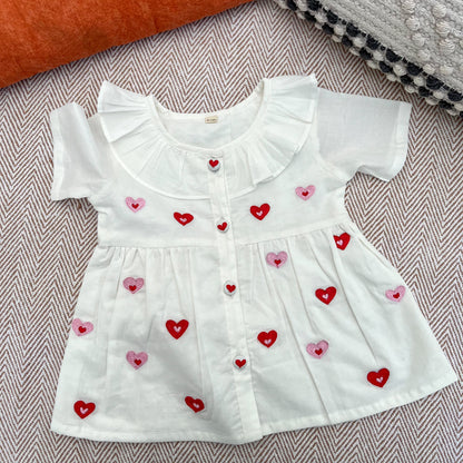 Organic Cotton Little Hearts Embroidered Frock