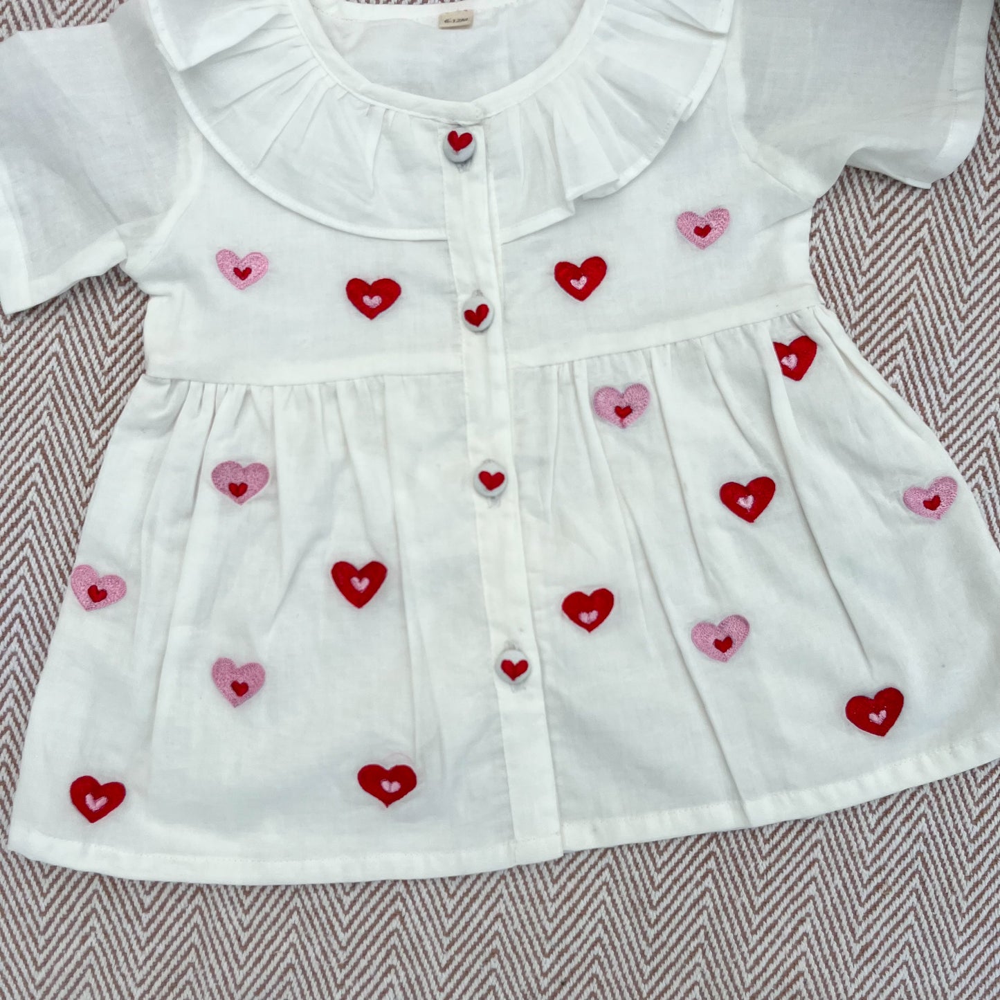 Organic Cotton Little Hearts Embroidered Frock
