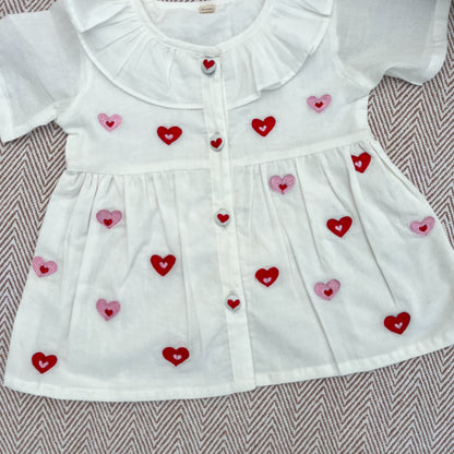 Organic Cotton Little Hearts Embroidered Frock