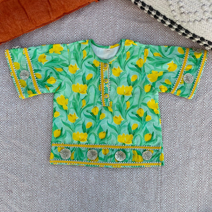 Pure Chanderi Silk Gota Patti Kurta set