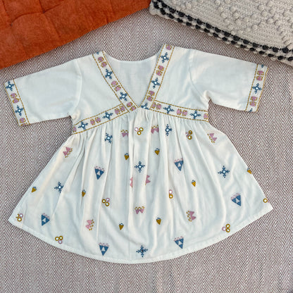 Organic cotton mirror work embroidered kurta set with dupatta by Bhaakur- perfect festive wear for infants, toddlers and kids.