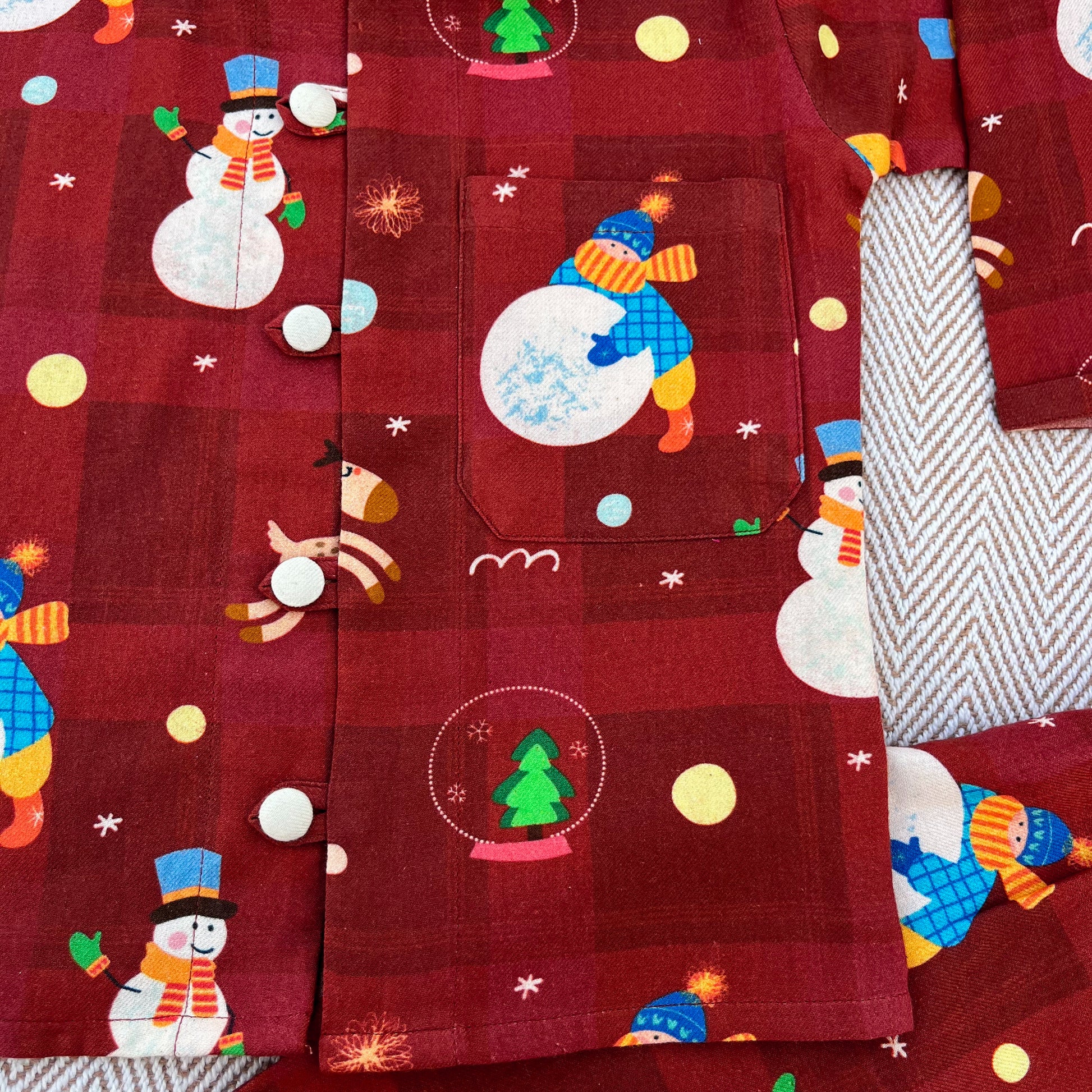 Cotton twill snowman co-ord set  for infants, toddlers and kids-perfect for festive occasions