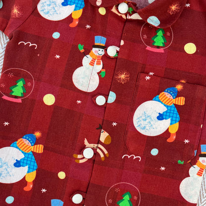Cotton twill snowman co-ord set  for infants, toddlers and kids-perfect for festive occasions