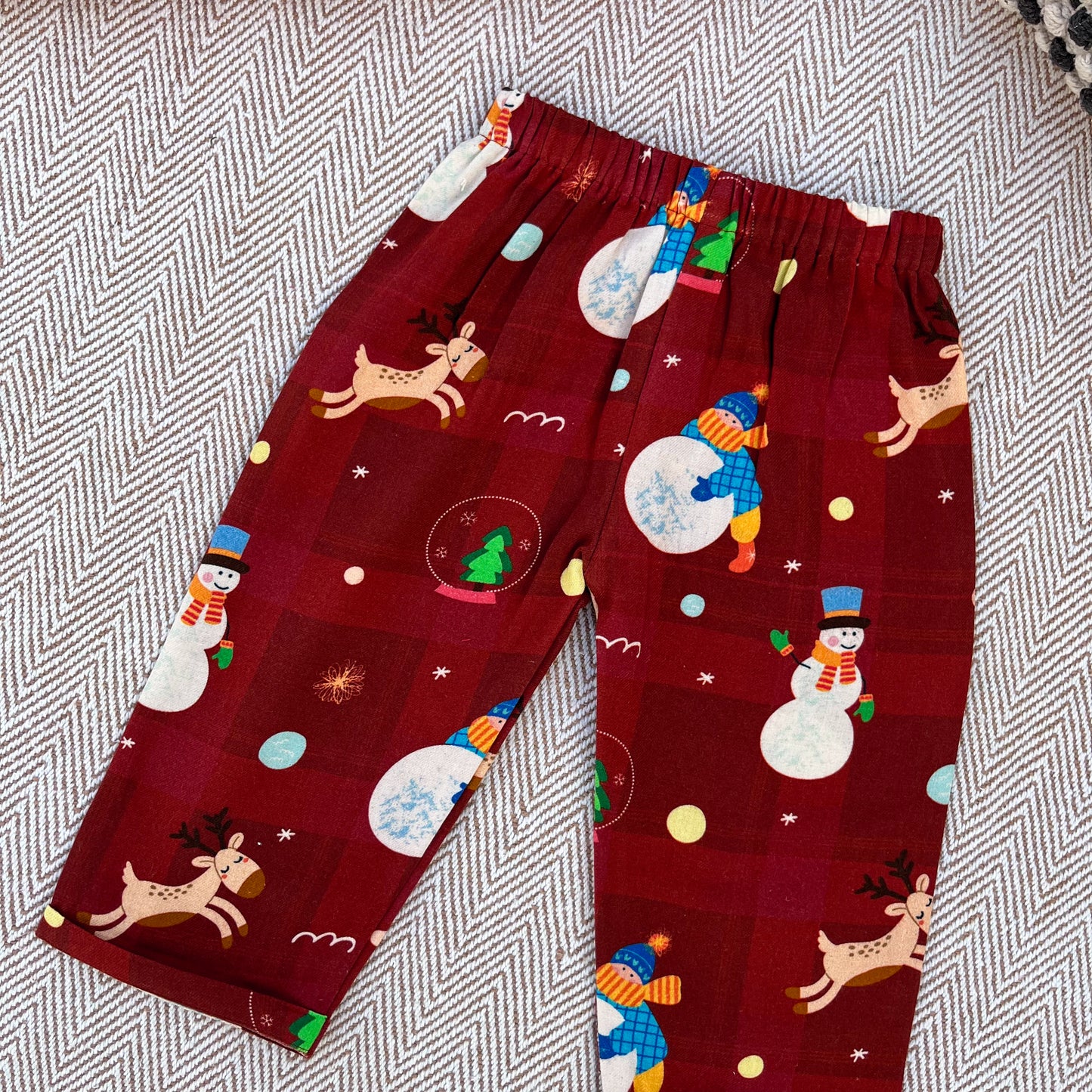 Cotton twill snowman co-ord set  for infants, toddlers and kids-perfect for festive occasions