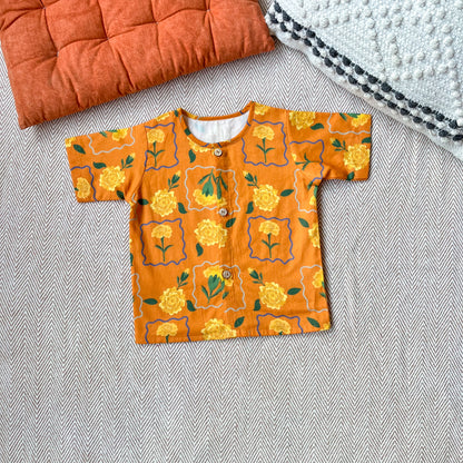 Organic Cotton Marigold Orange Jhabla Set