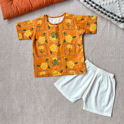 Organic Cotton Marigold Orange Jhabla Set