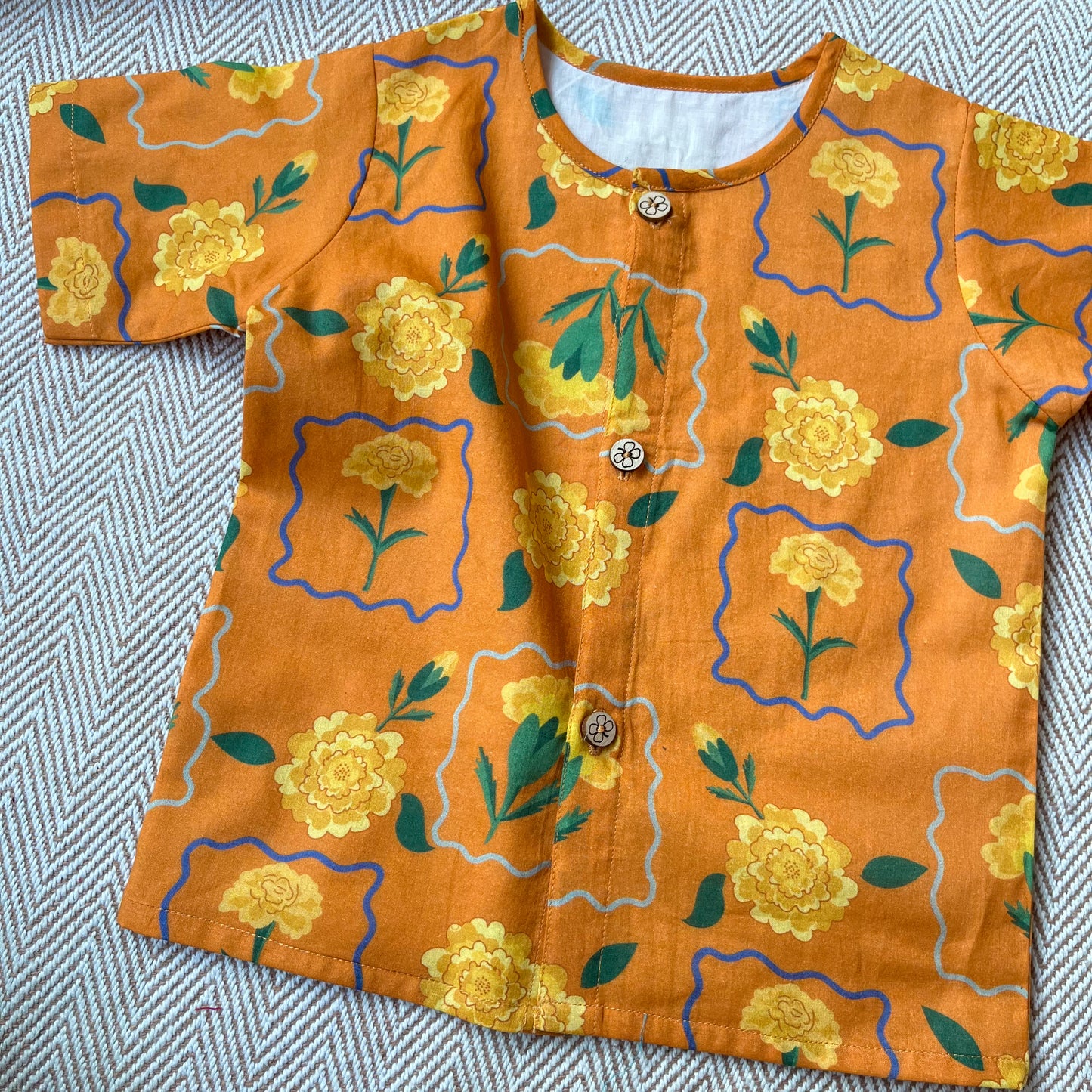 Organic Cotton Marigold Orange Jhabla Set