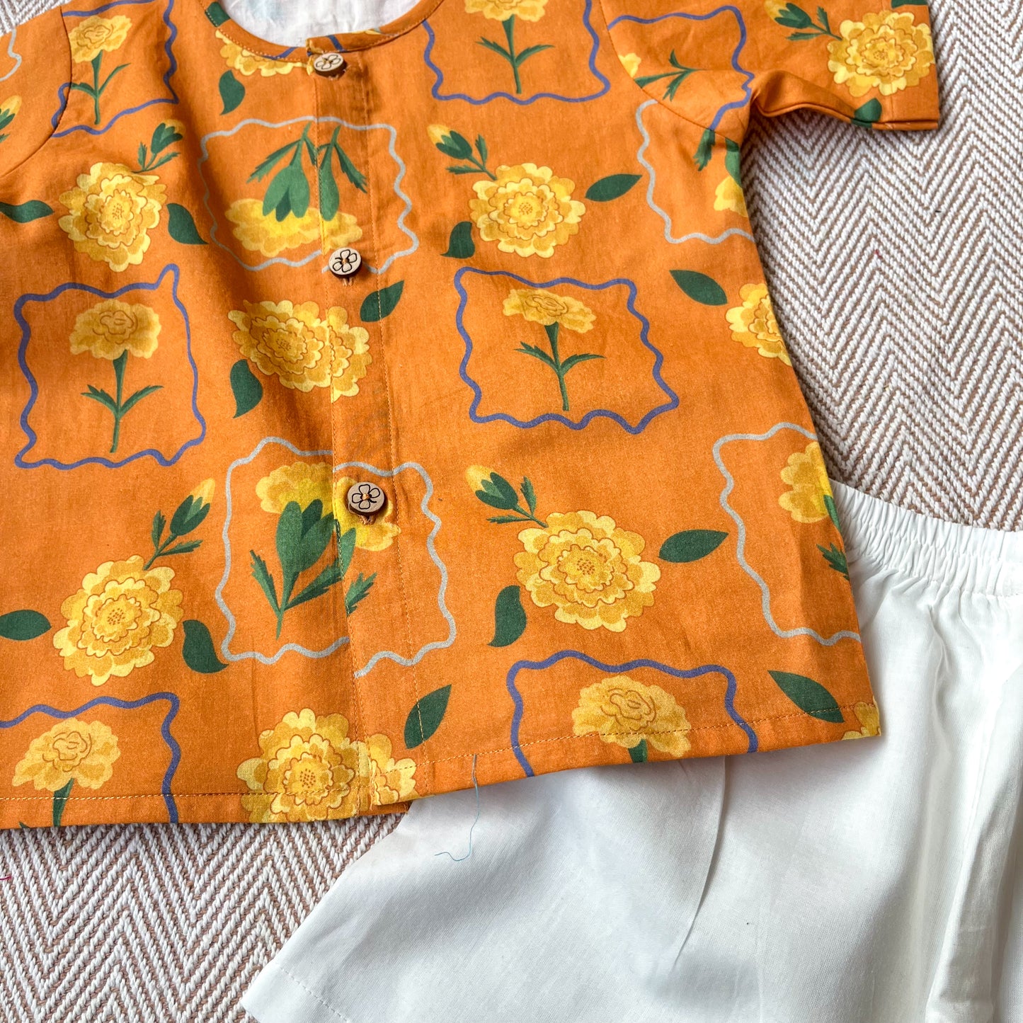 Organic Cotton Marigold Orange Jhabla Set