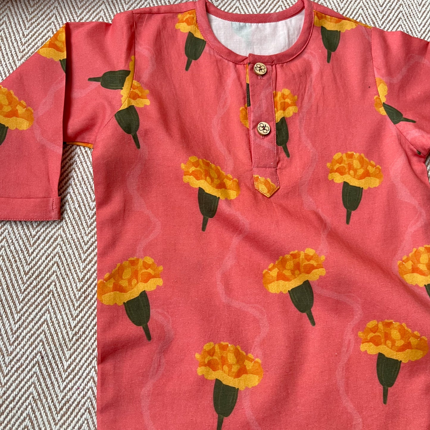 Organic Cotton Marigold Unisex Pink kurta Set