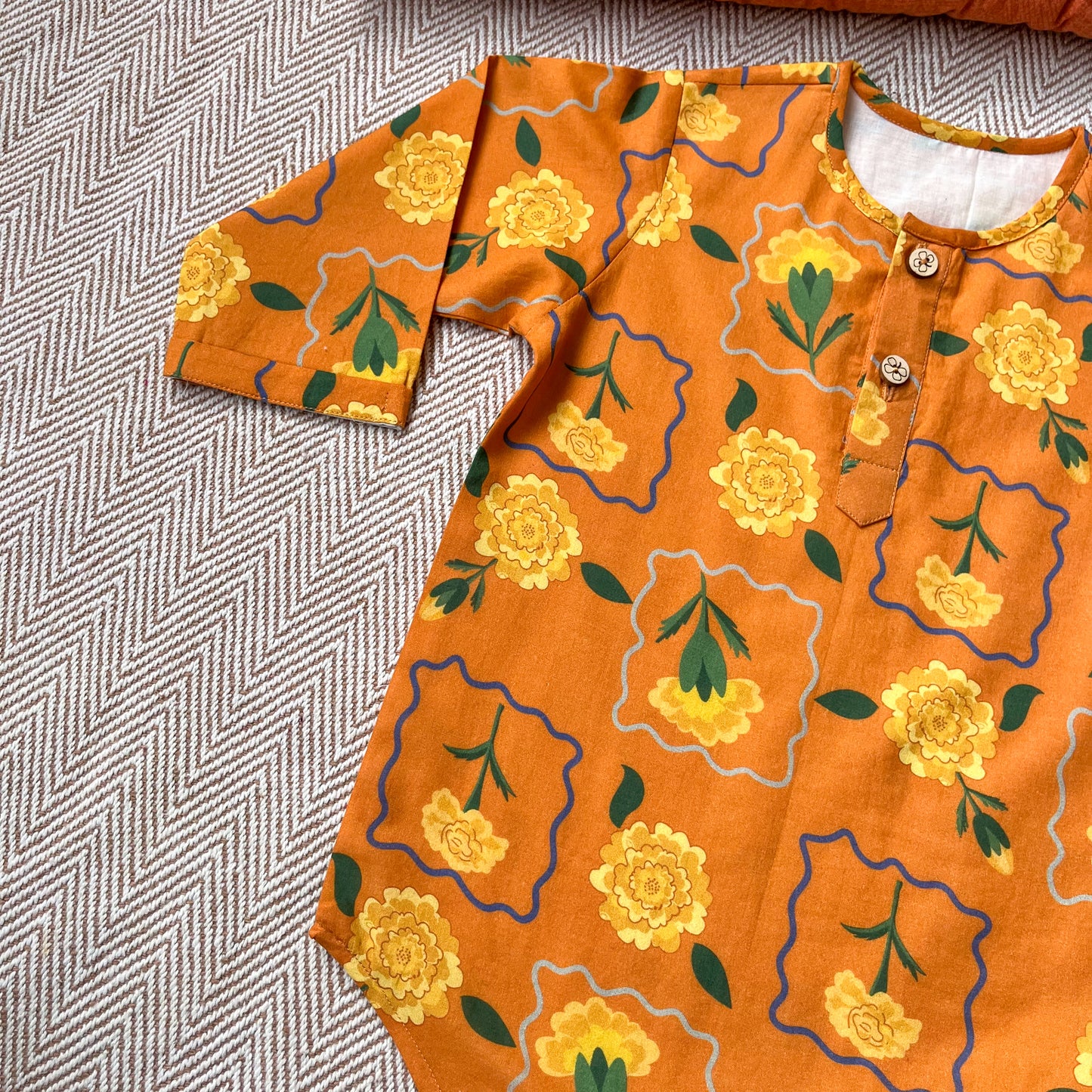 Organic Cotton Marigold Orange Kurta Set