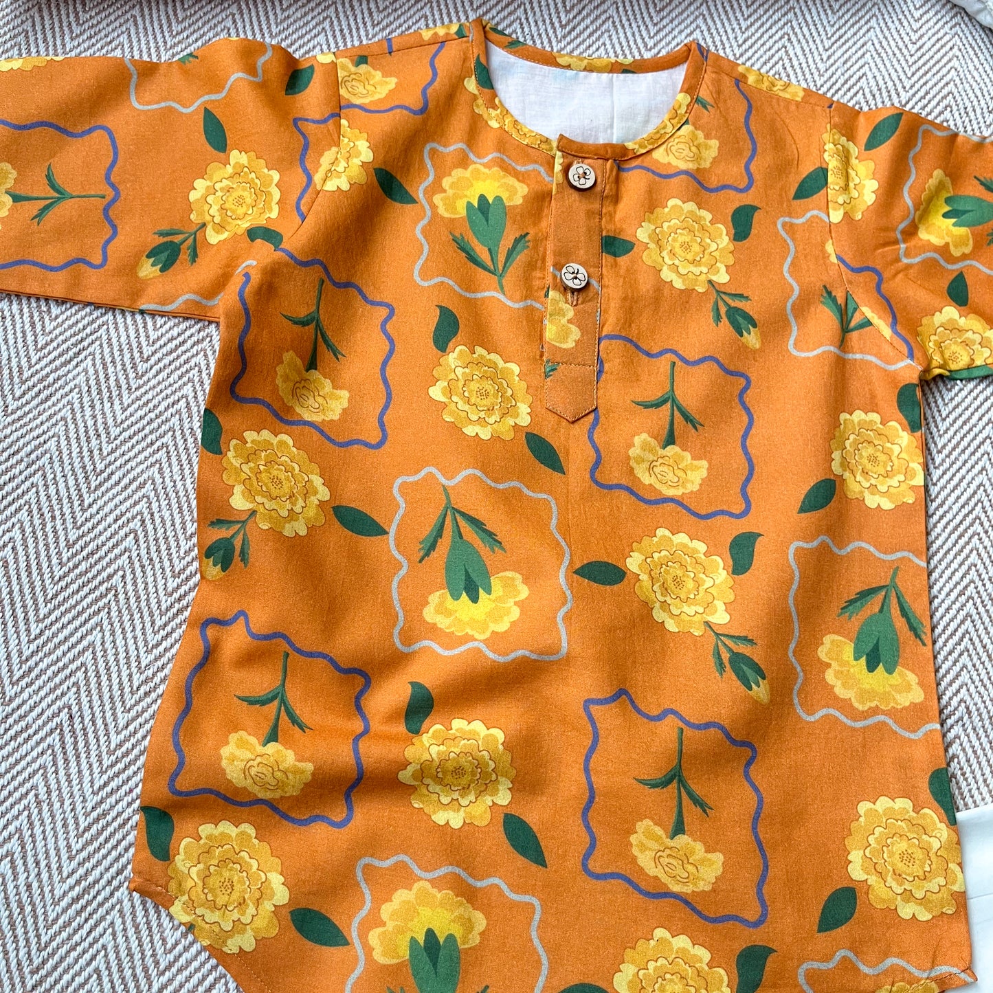 Organic Cotton Marigold Orange Kurta Set