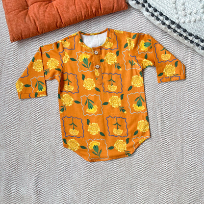 Organic Cotton Marigold Orange Kurta Set