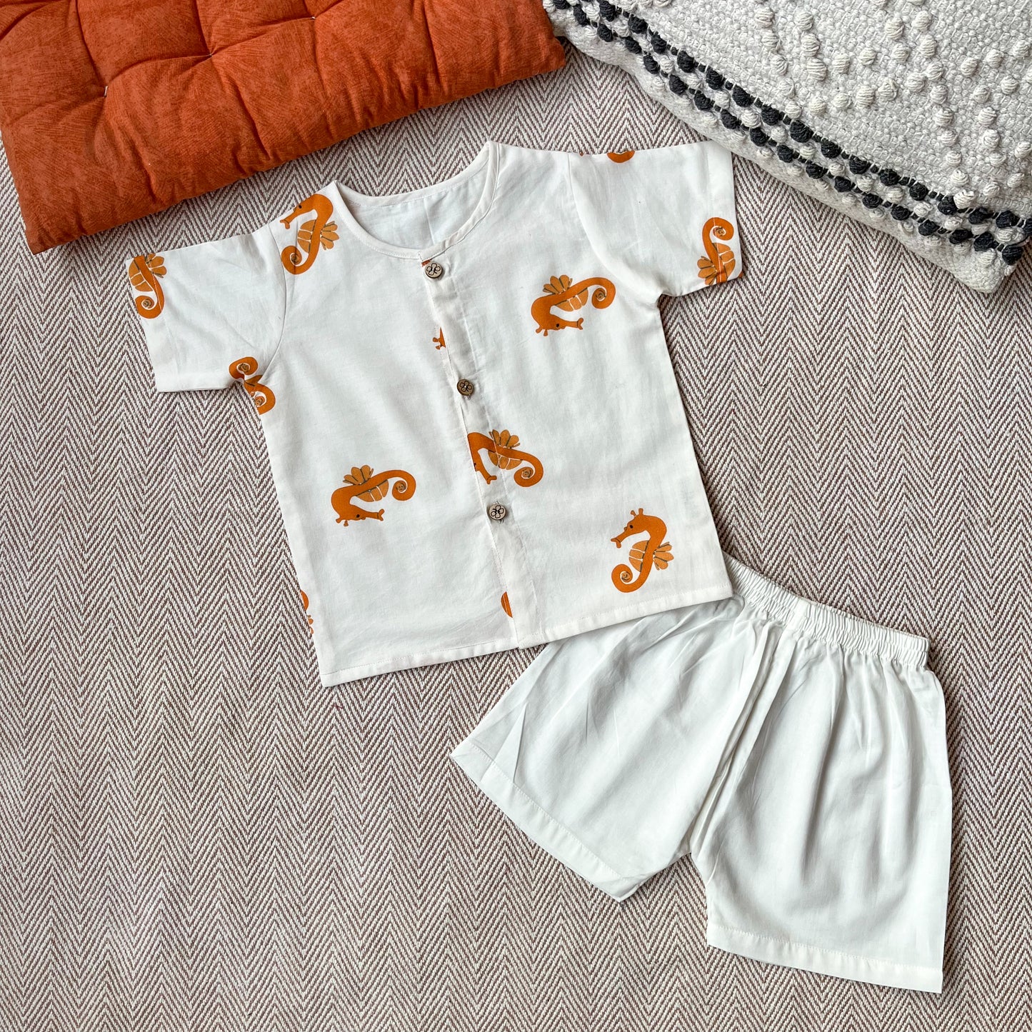 Seahorse Print Jhabla Set