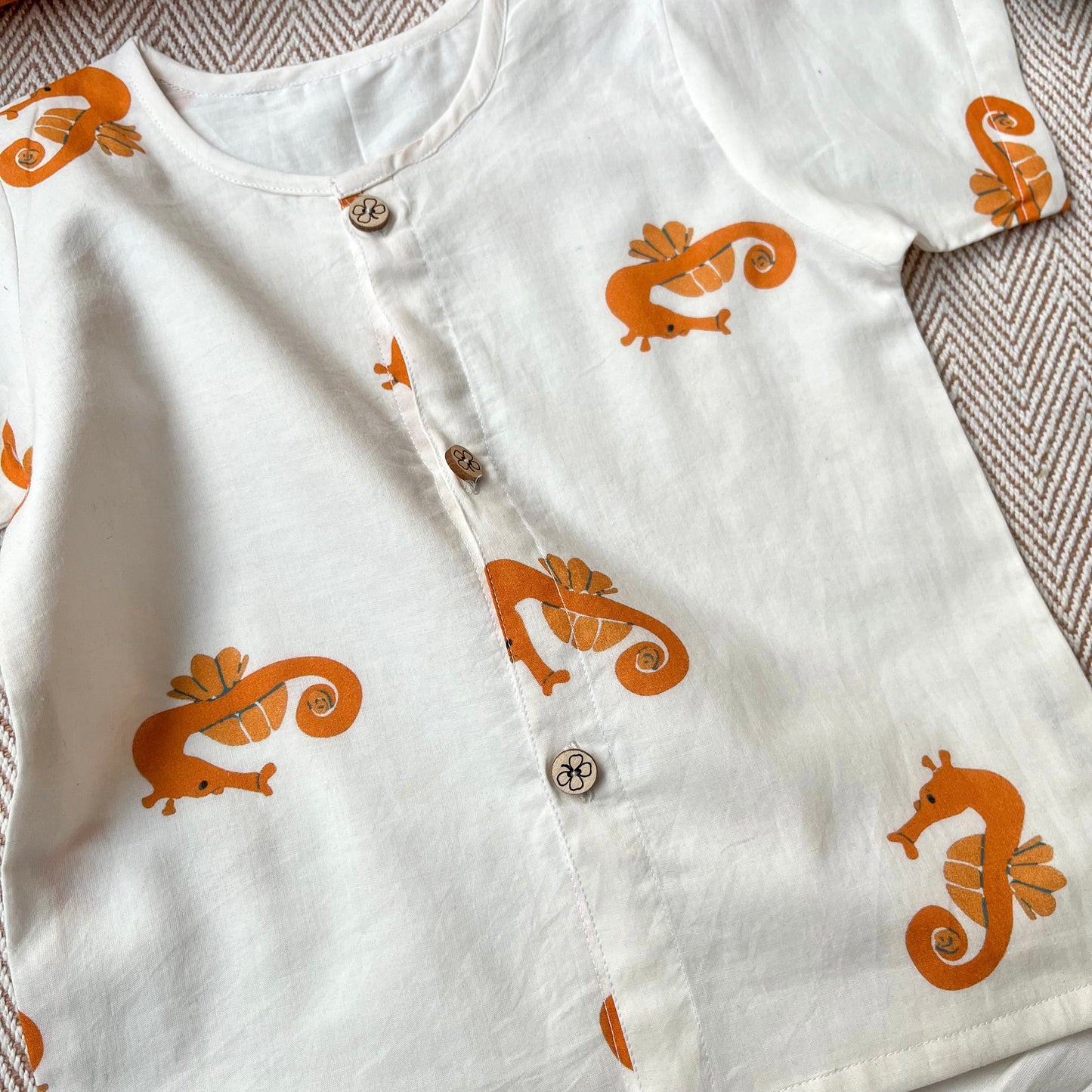 Seahorse Print Jhabla Set