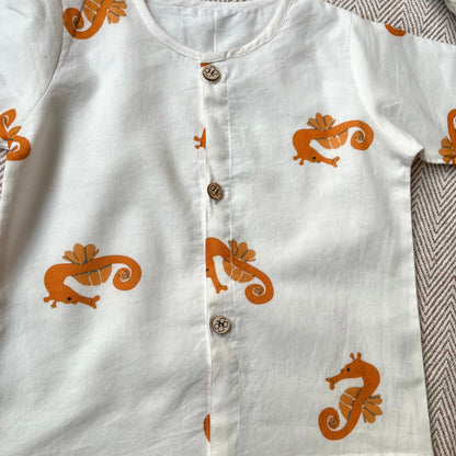 Seahorse Print Jhabla Set