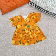 Organic Cotton Frock| Infants and Toddlers| Marigold Orange