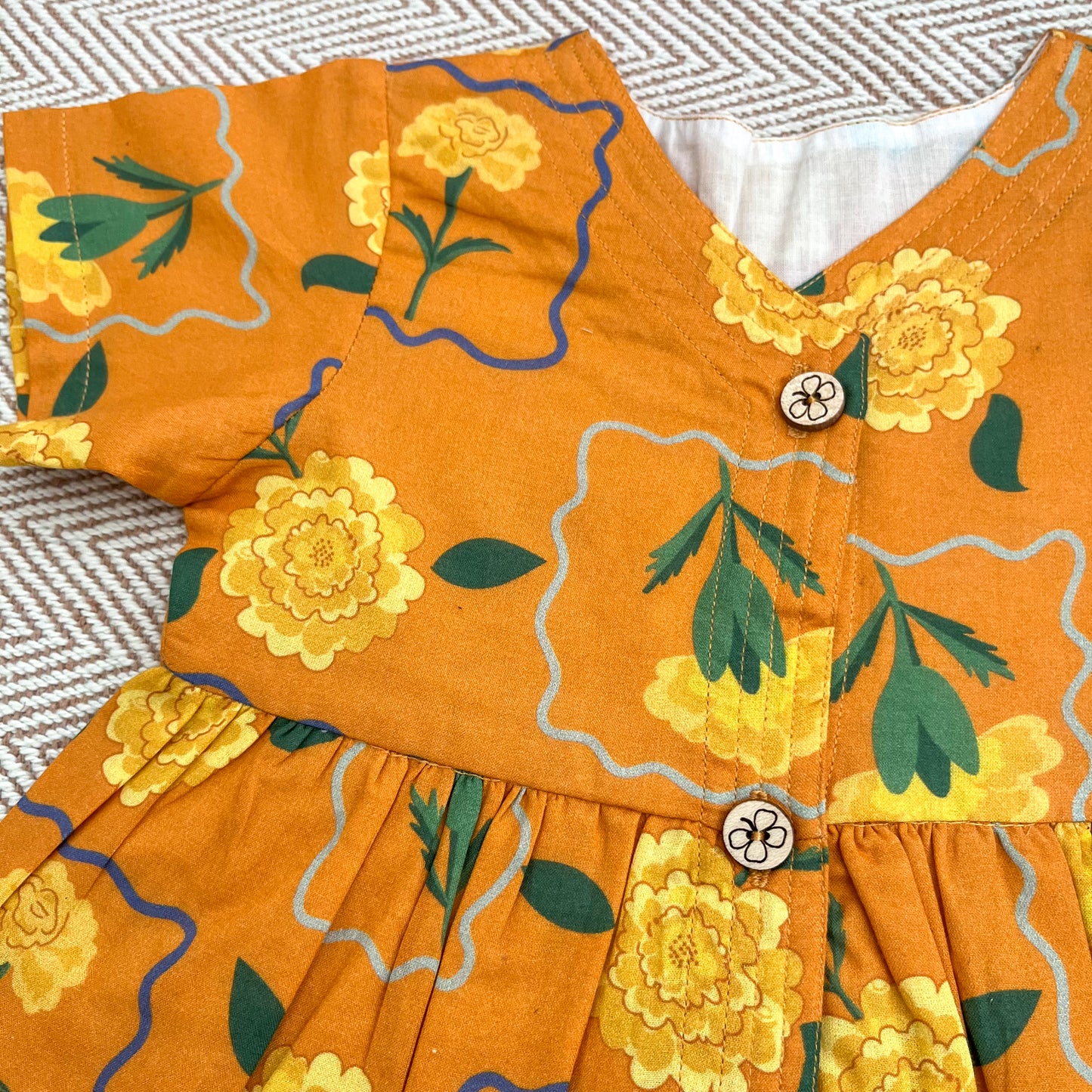 Organic Cotton Frock| Infants and Toddlers| Marigold Orange