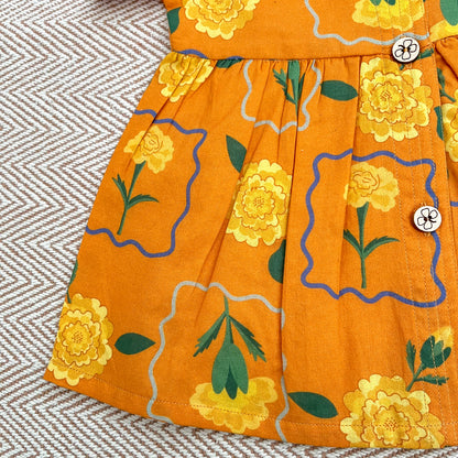 Organic Cotton Frock| Infants and Toddlers| Marigold Orange