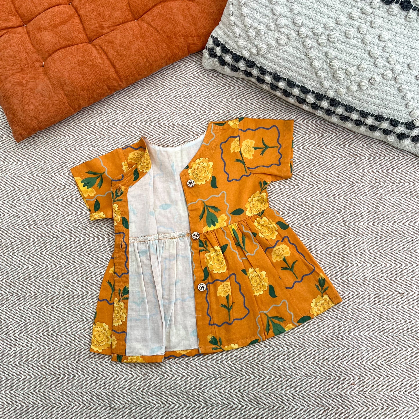 Organic Cotton Frock| Infants and Toddlers| Marigold Orange