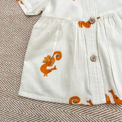 Organic Cotton Frock| Infants and Toddlers| Seahorse Print