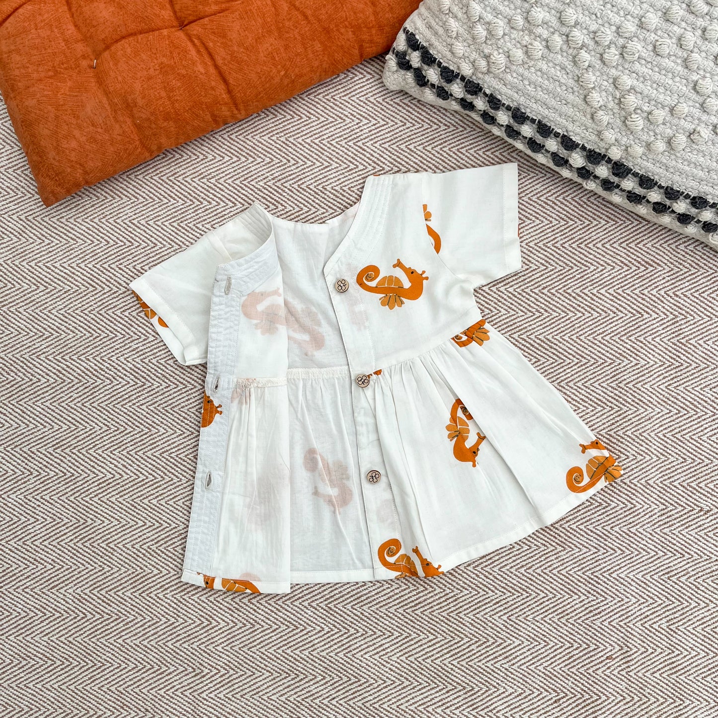 Organic Cotton Frock| Infants and Toddlers| Seahorse Print