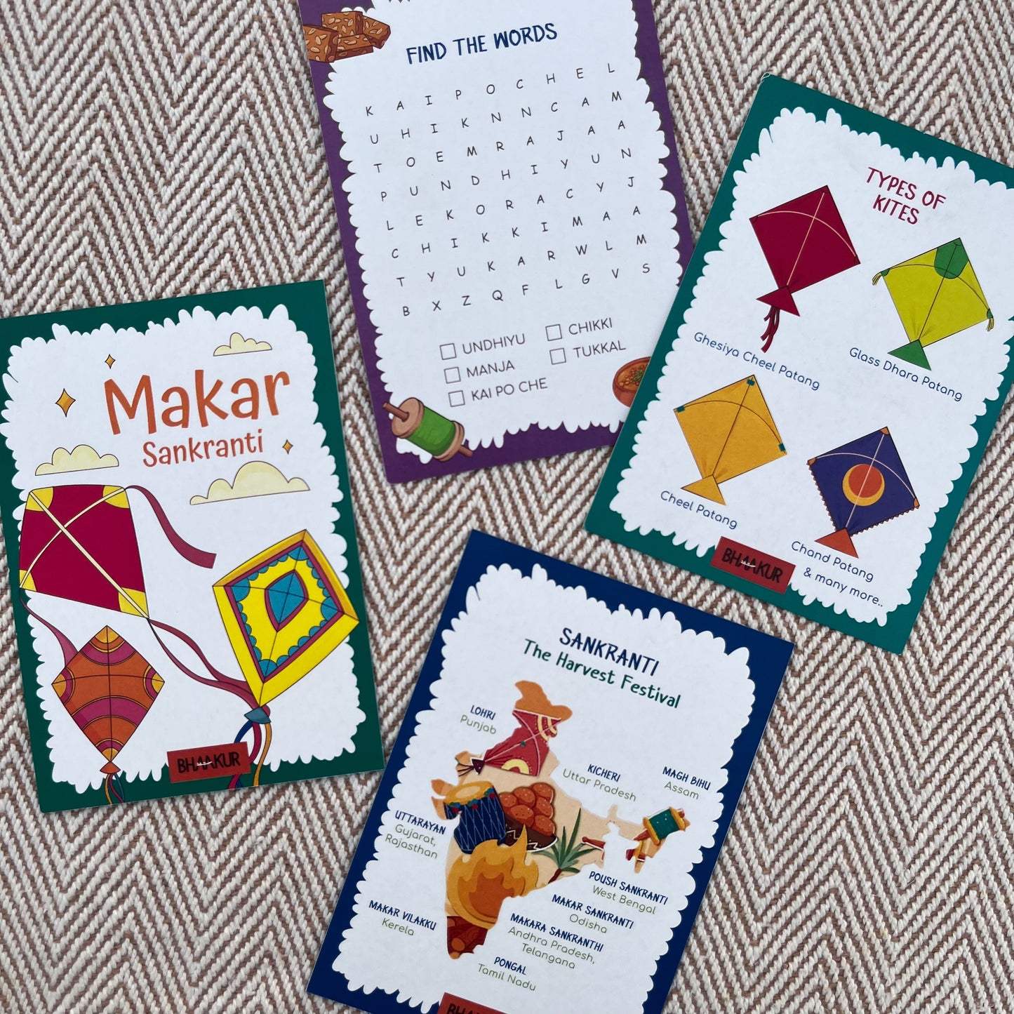 Bhaakur- Pack of 4 Cue Cards- Gujarat/ Maharashtra