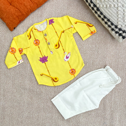 Organic Cotton Unisex Veena and Lotus Kurta Set