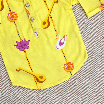 Organic Cotton Unisex Veena and Lotus Kurta Set