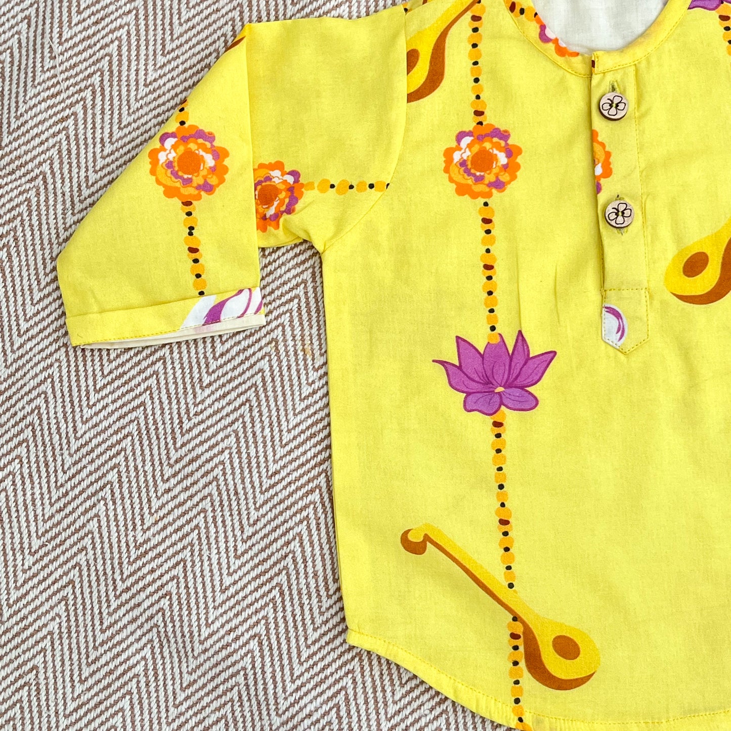 Organic Cotton Unisex Veena and Lotus Kurta Set