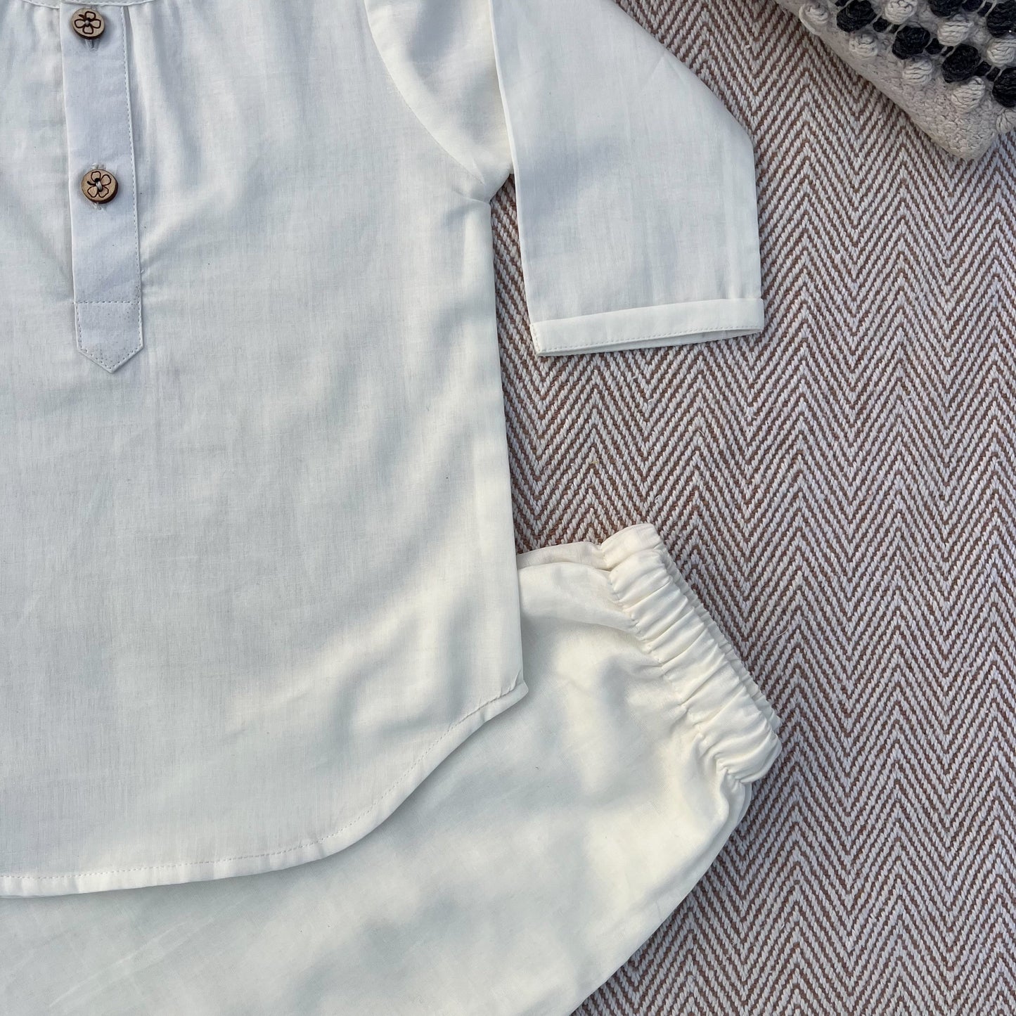 Organic Cotton Unisex Plain White Kurta Set