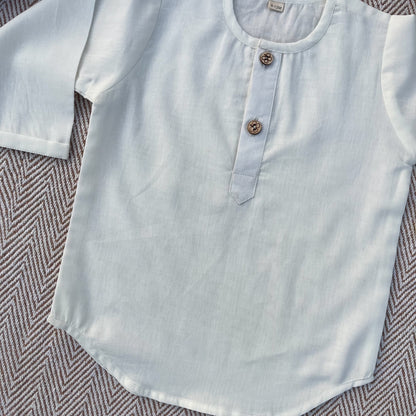 Organic Cotton Unisex Plain White Kurta Set