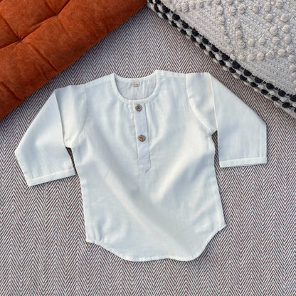 Organic Cotton Unisex Plain White Kurta Set