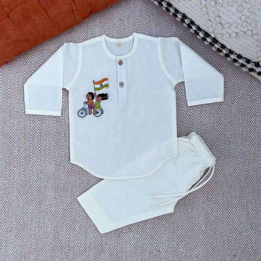 Organic Cotton Unisex Republic Day Kurta Set