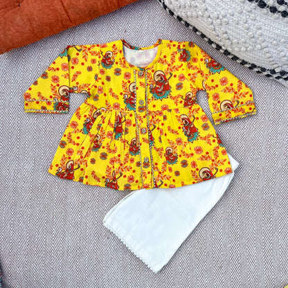 Organic Cotton 'Vidhya Dehi Saraswati' Kurta Set for Girls