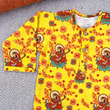 Organic Cotton Unisex 'Vidhya Dehi Saraswati' Kurta Set