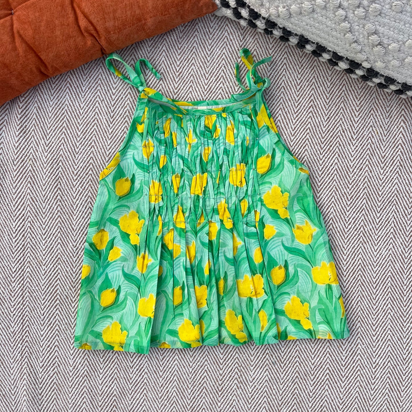 Organic Cotton Green Floral Tie-Up Co-ord Set