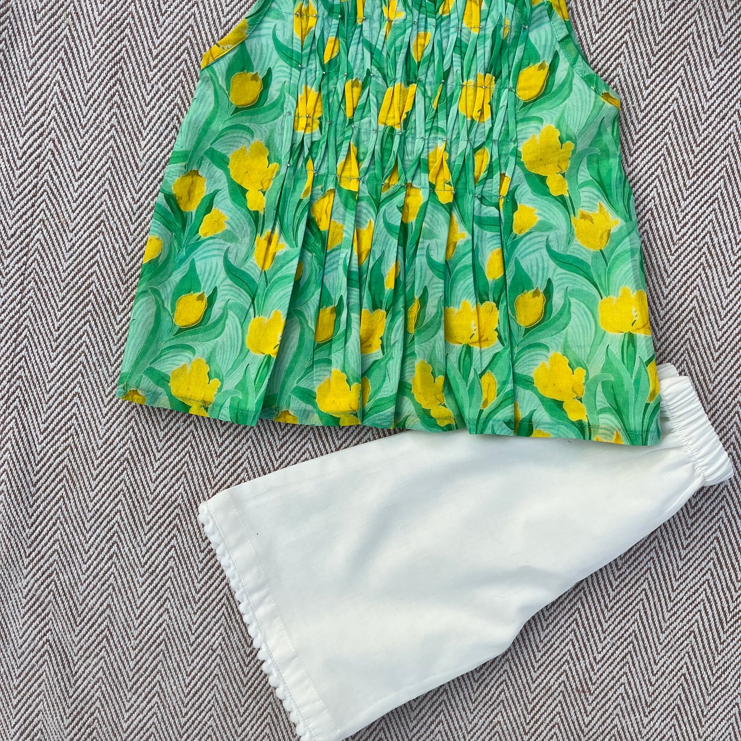 Organic Cotton Green Floral Tie-Up Co-ord Set