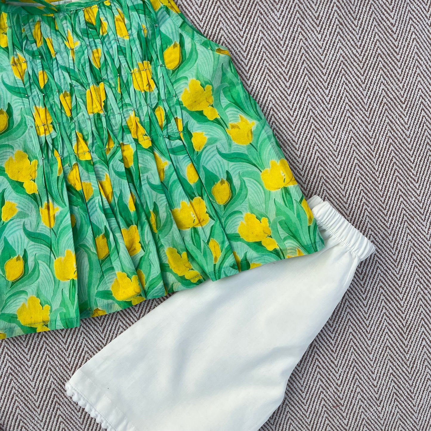 Organic Cotton Green Floral Tie-Up Co-ord Set