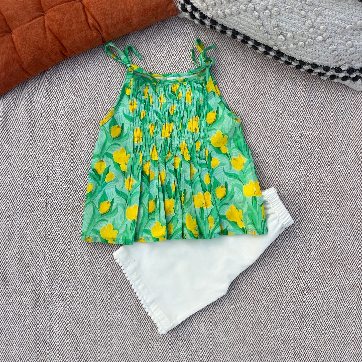 Organic Cotton Green Floral Tie-Up Co-ord Set