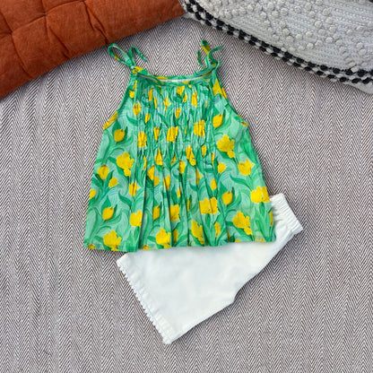 Organic Cotton Green Floral Tie-Up Co-ord Set