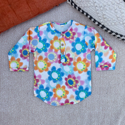 Colourful Flowers- Kota doriya Unisex Kurta Set