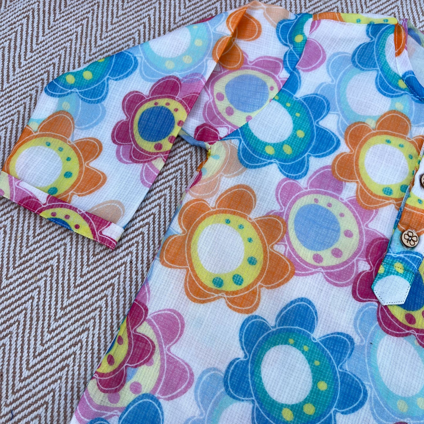 Colourful Flowers- Kota doriya Unisex Kurta Set