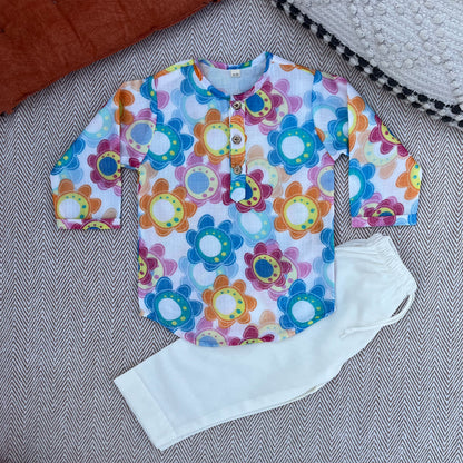 Colourful Flowers- Kota doriya Unisex Kurta Set