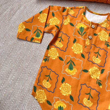 Organic Cotton Unisex Marigold Orange Kurta