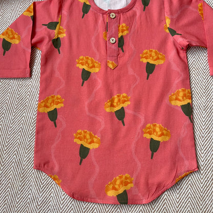 Organic Cotton Unisex Marigold Pink Kurta