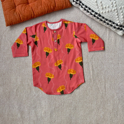 Organic Cotton Unisex Marigold Pink Kurta