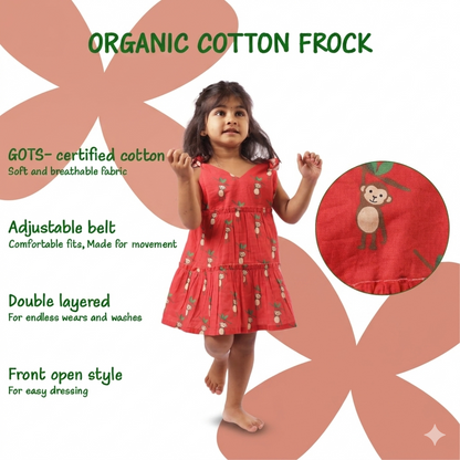 Organic Cotton Frock| Infants and Toddlers| Monkey Print